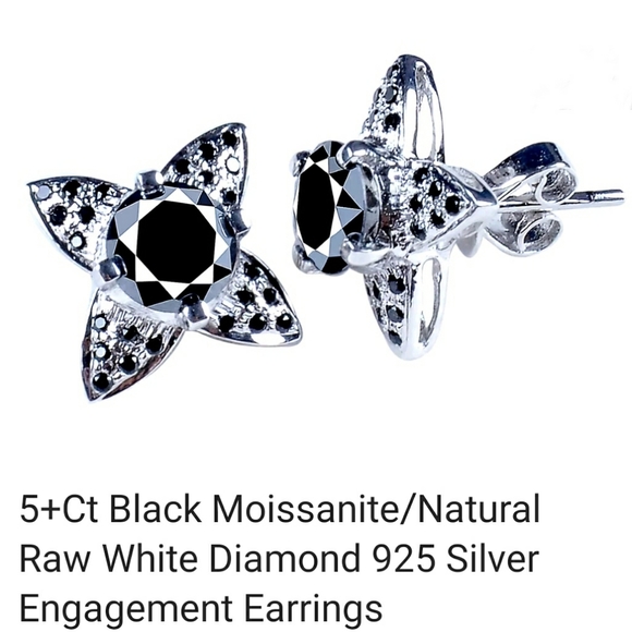 Flash Sale GENUINE MOISSANITE NATURAL BLACK EARRINGS - Picture 7 of 9